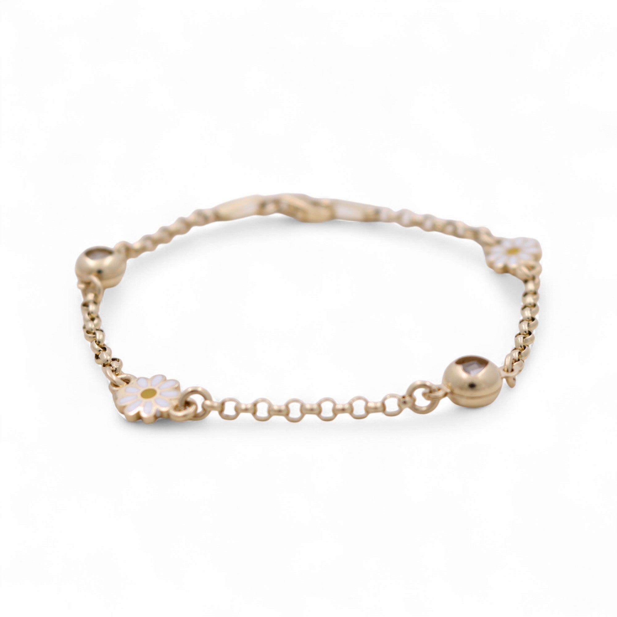 14K Yellow Gold Flower Bracelet Kid - Miral Jewelry