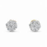 14K Yellow Gold Flower Diamond Earrings with 0.75Tw Round Diamonds - Miral Jewelry