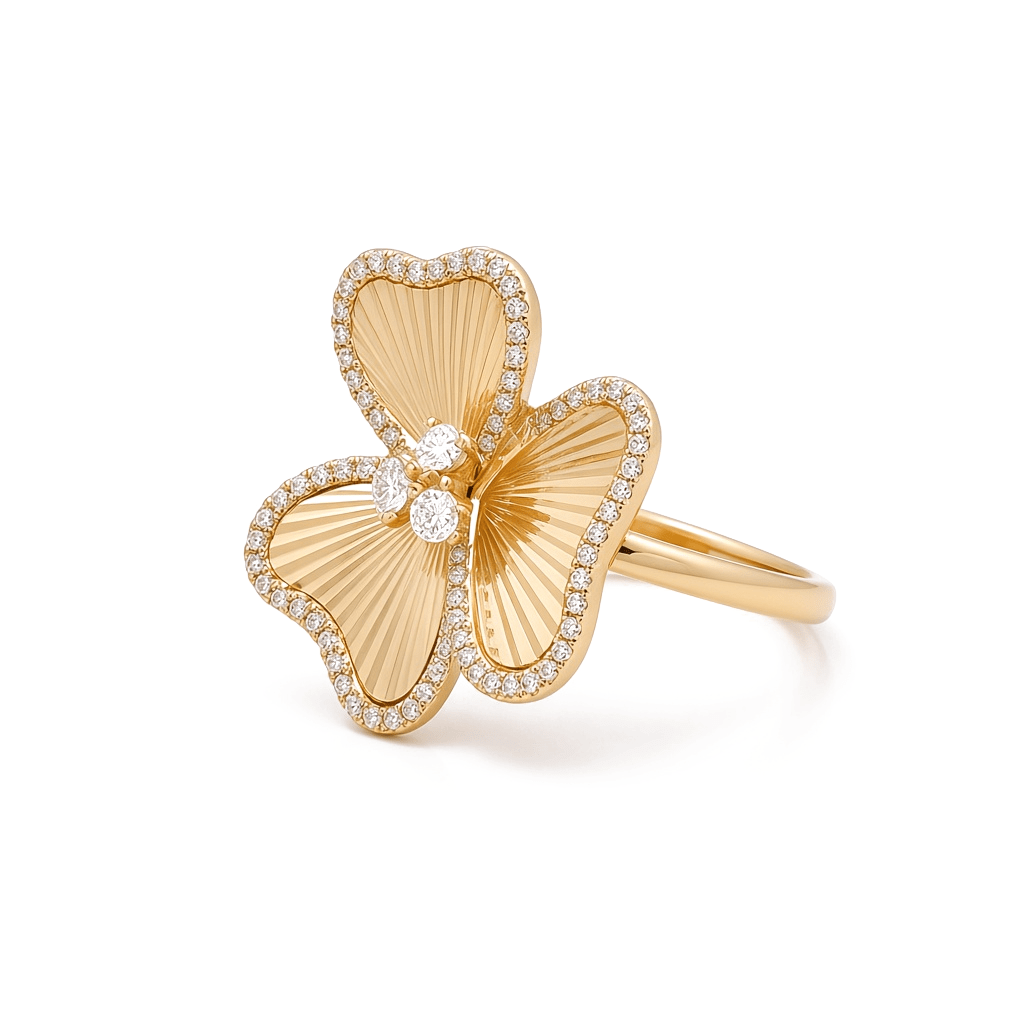 14K Yellow Gold Flower Diamond Ring – 0.30 ct tw - Miral Jewelry