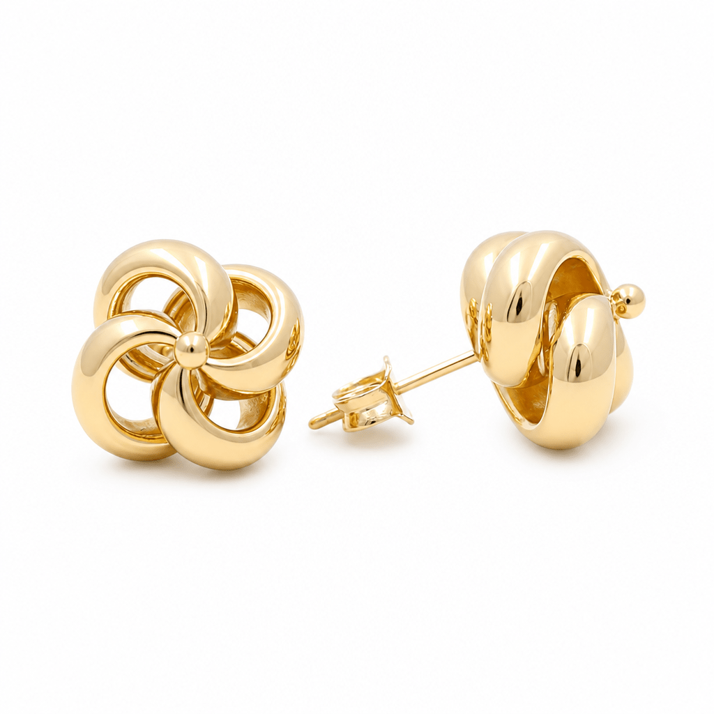 14K Yellow Gold Flower Earrings - Miral Jewelry