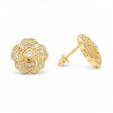 14K Yellow Gold Flower Earrings - Miral Jewelry