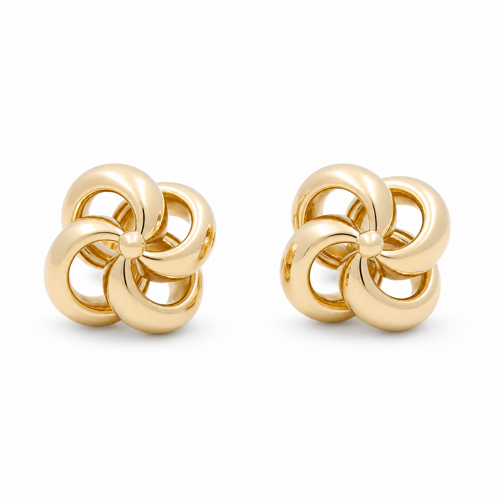 14K Yellow Gold Flower Earrings - Miral Jewelry