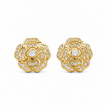 14K Yellow Gold Flower Earrings - Miral Jewelry