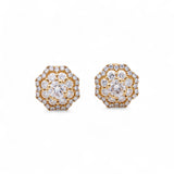 14K Yellow Gold Flower Earrings with 1.72Tw Round Lab Grown Diamond - Miral Jewelry