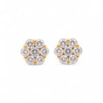 14K Yellow Gold Flower Earrings with 2.13Tw Round Lab Grown Diamond - Miral Jewelry
