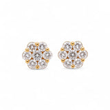 14K Yellow Gold Flower Earrings with 2.13Tw Round Lab Grown Diamond - Miral Jewelry