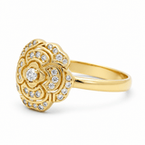 14K Yellow Gold Flower Fashion Women's Ring - Miral Jewelry
