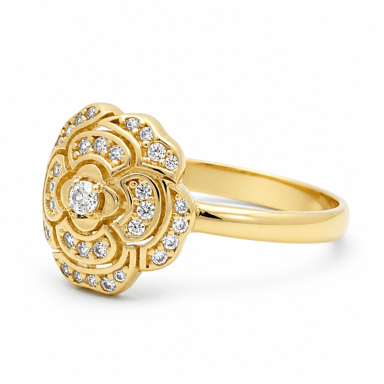 14K Yellow Gold Flower Fashion Women's Ring - Miral Jewelry