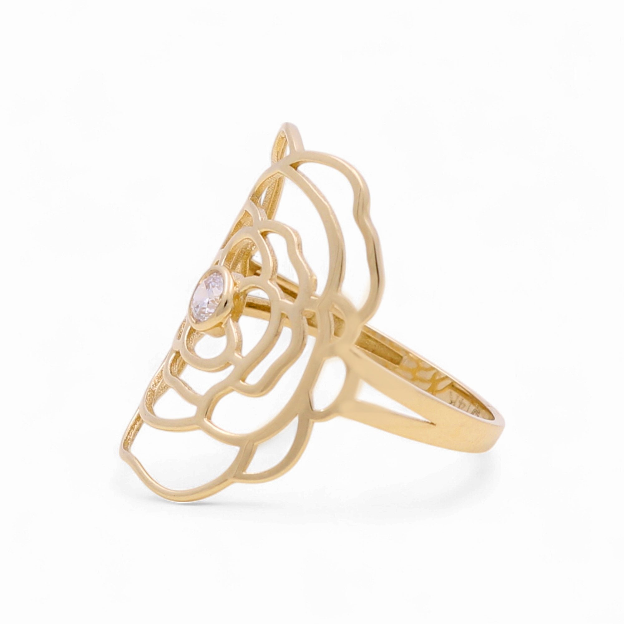14K Yellow Gold Flower Fashion Women's Ring - Miral Jewelry