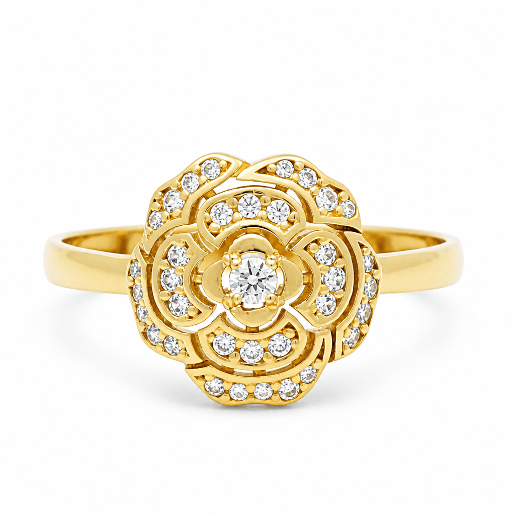 14K Yellow Gold Flower Fashion Women's Ring - Miral Jewelry