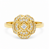 14K Yellow Gold Flower Fashion Women's Ring - Miral Jewelry
