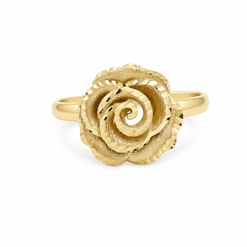 14K Yellow Gold Sculpted Rose Ring