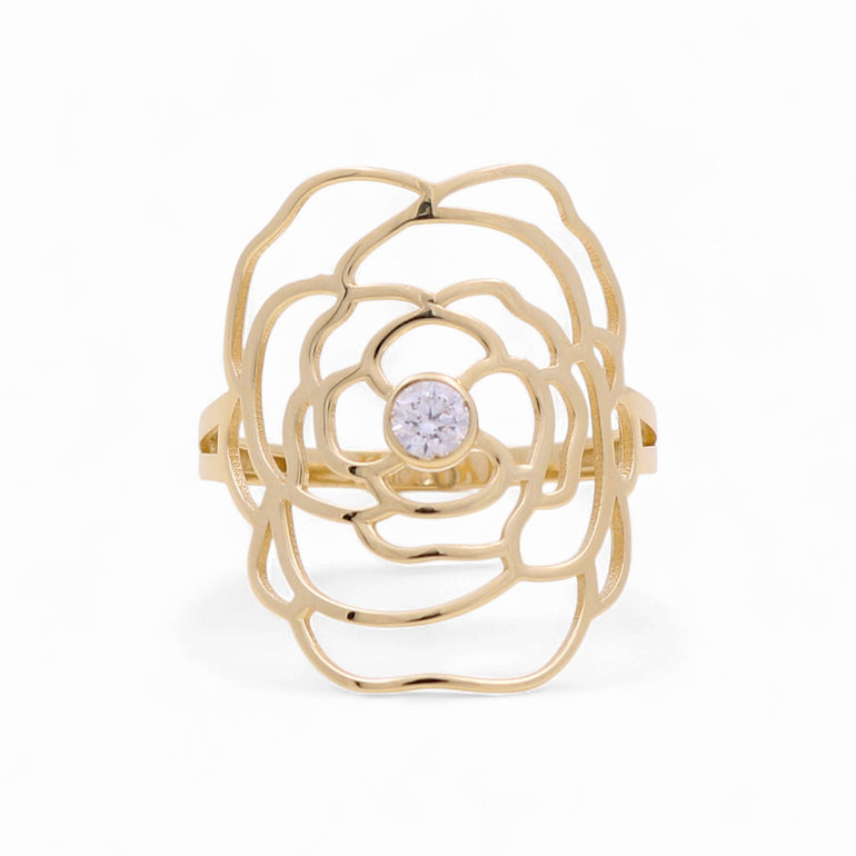 14K Yellow Gold Flower Fashion Women's Ring - Miral Jewelry