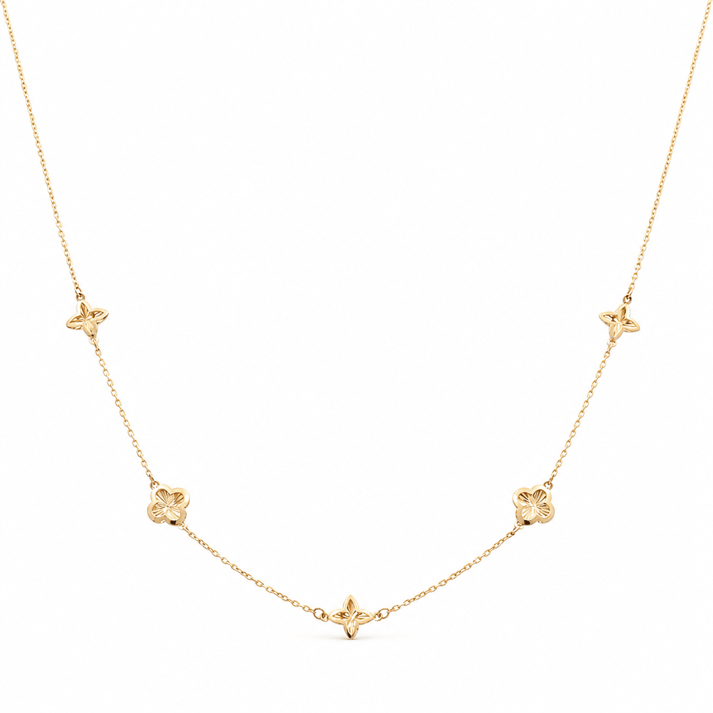 14k Yellow Gold Flower Necklace - Miral Jewelry