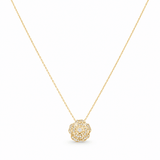 14k Yellow Gold Flower Necklaces 17" - Miral Jewelry
