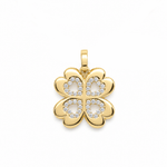 14K Yellow Gold Four-Heart Clover Pendant with CZ