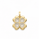 14K Yellow Gold Four-Heart Clover Pendant with CZ