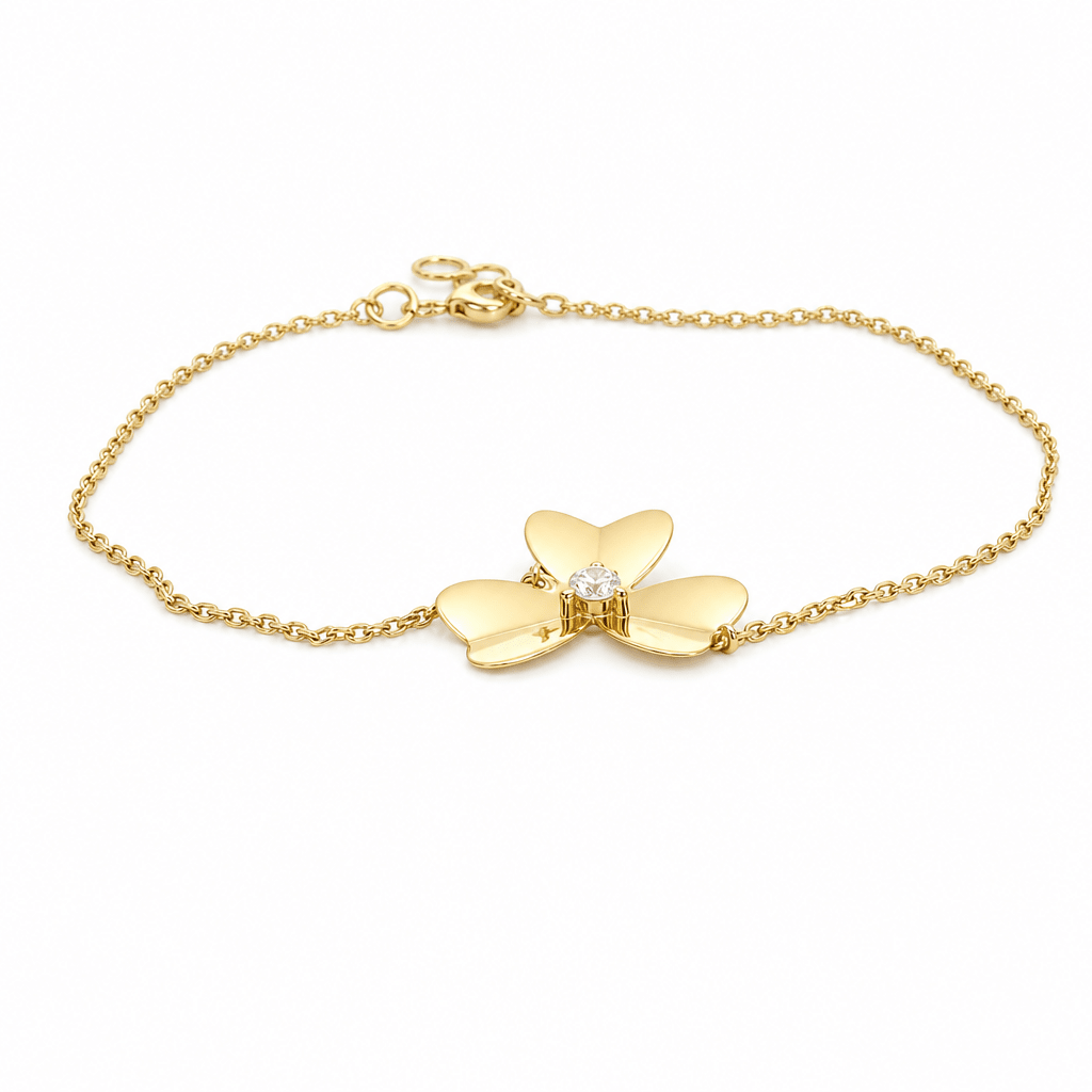 14K Yellow Gold Flower Station Bracelet – 7.5" - Miral Jewelry