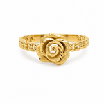 14K Yellow Gold Rose Ring with Textured Band