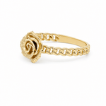 14K Yellow Gold Rose Ring with Textured Band – view 2