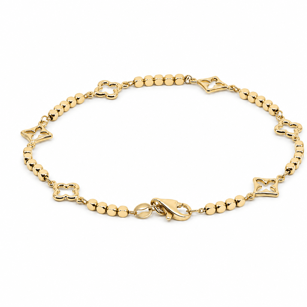14K Yellow Gold Flowers Bracelet Women's - Miral Jewelry