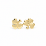 14K Yellow Gold Four-Leaf Clover Stud Earrings - Miral Jewelry