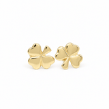 14K Yellow Gold Four-Leaf Clover Stud Earrings - Miral Jewelry