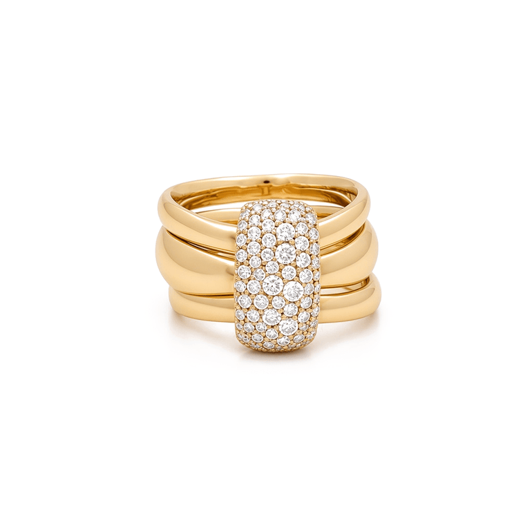 14K Yellow Gold Free Form Fashion Diamond Ring – 1.02 ct tw - Miral Jewelry