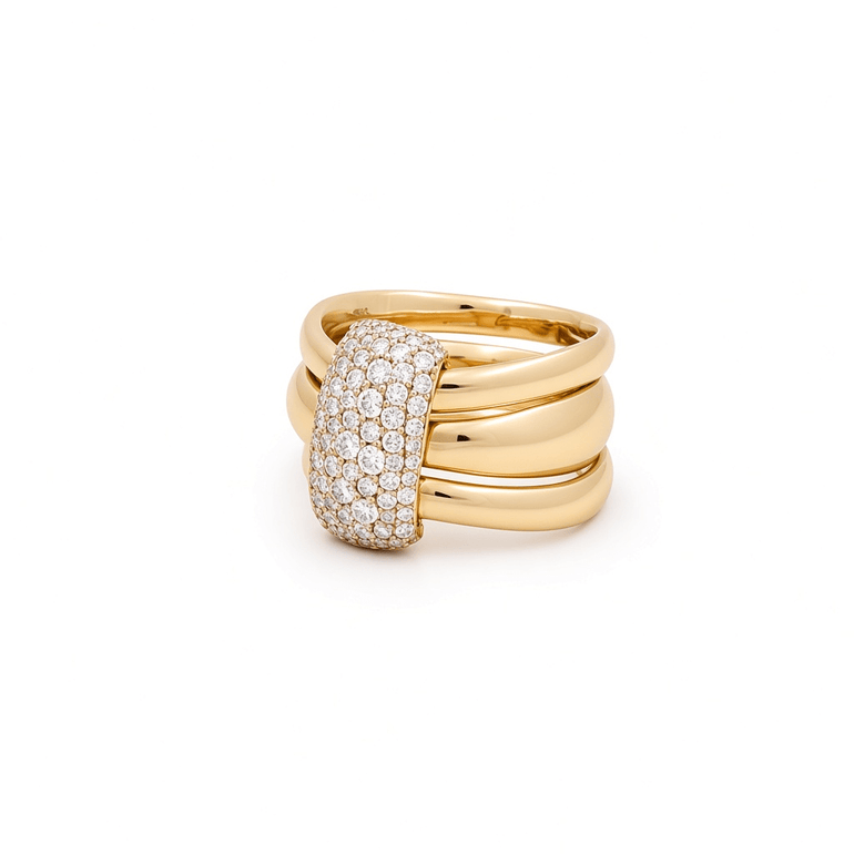 14K Yellow Gold Free Form Fashion Diamond Ring – 1.02 ct tw - Miral Jewelry
