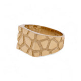 14k Yellow Gold Granular Men's Fashion Ring - Miral Jewelry