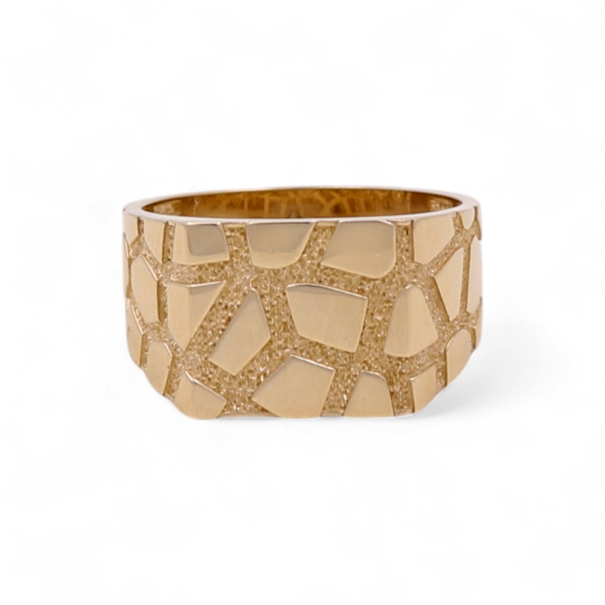 14K Yellow Gold Men's Nugget Texture Ring 6.6 g