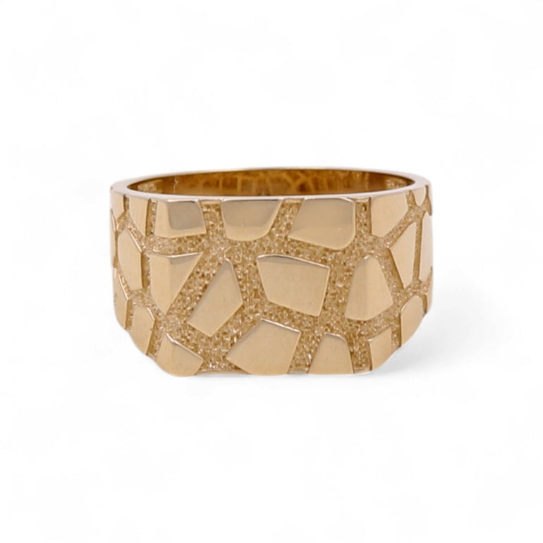 14k Yellow Gold Granular Men's Fashion Ring - Miral Jewelry