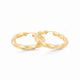 14K Yellow Gold Greek Medium Hoop Earrings - Miral Jewelry