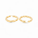 14K Yellow Gold Greek Medium Hoop Earrings - Miral Jewelry