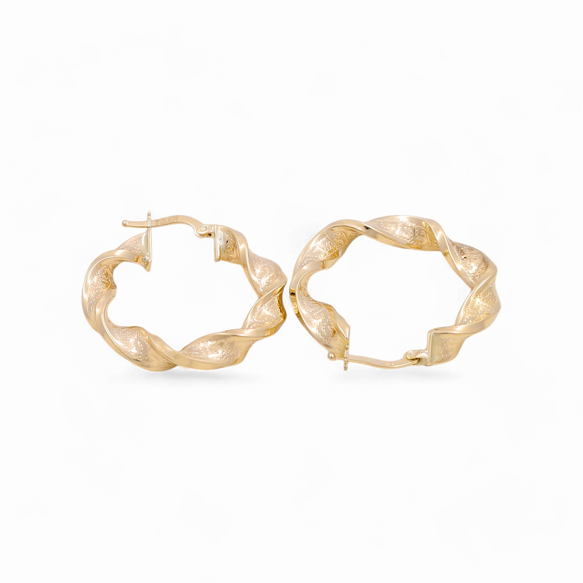 14K Yellow Gold Greek Twisted Hoop Earrings - Miral Jewelry