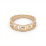 14K Yellow Gold Greek Wedding Band Ring - Miral Jewelry