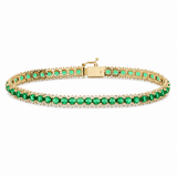 14K Yellow Gold Green Cubic Zirconia Tennis Bracelet – 7.5" - Miral Jewelry