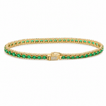 14K Yellow Gold Green Cubic Zirconia Tennis Bracelet – 7.5" - Miral Jewelry