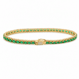14K Yellow Gold Green Cubic Zirconia Tennis Bracelet – 7.5" - Miral Jewelry