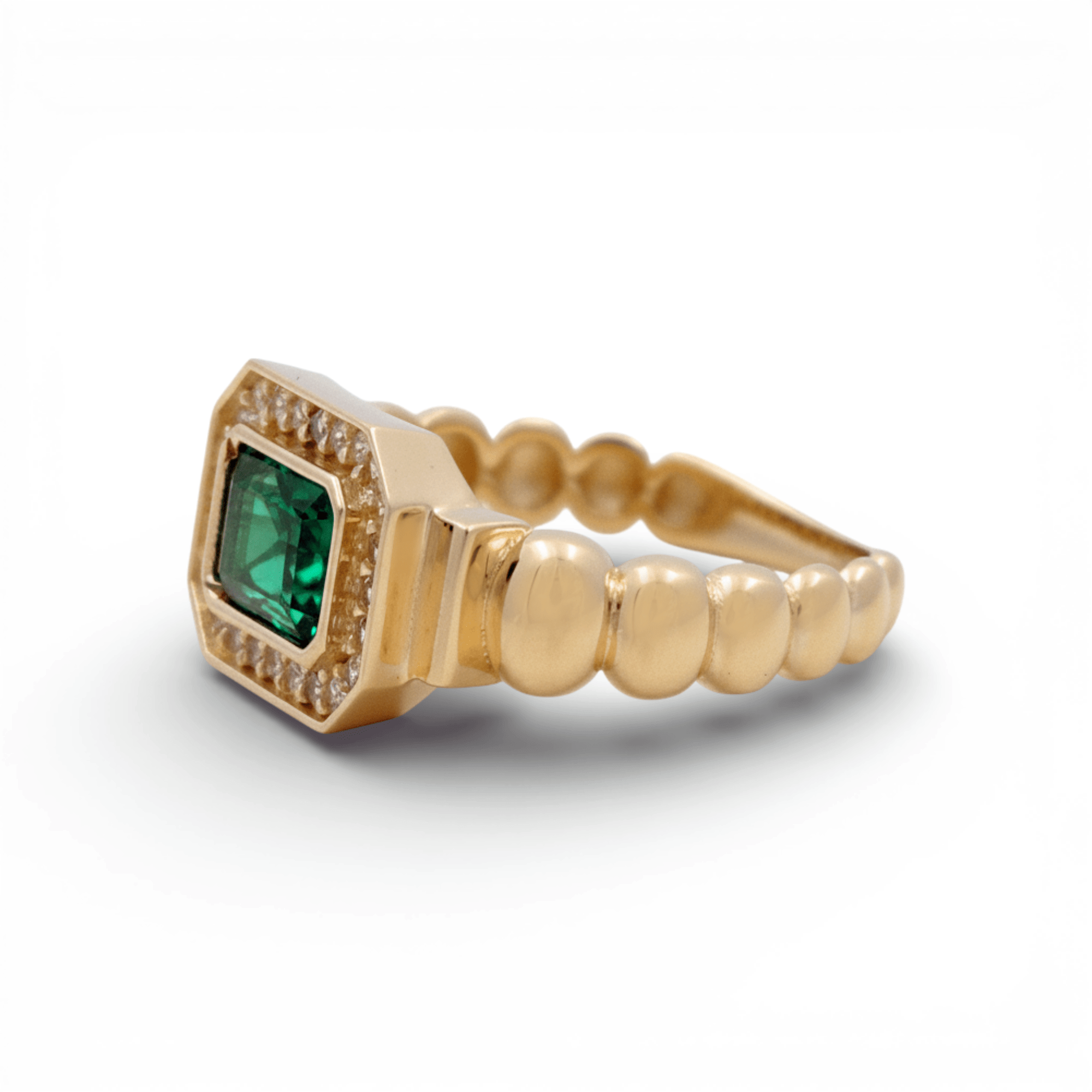 14K Yellow Gold Green Stone Fashion Women's Ring - Miral Jewelry