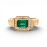 14K Yellow Gold Green Stone Fashion Women's Ring - Miral Jewelry