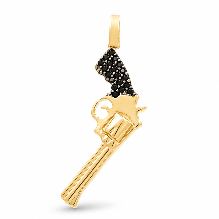 14K Yellow Gold Gun Pendant - Miral Jewelry