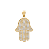 14K Yellow Gold Hamsa Hand with Cz Pendant - Miral Jewelry