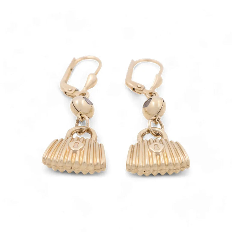 14K Yellow Gold Handbag Drop Women's Earrings - Miral Jewelry