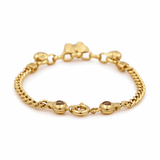 14K Yellow Gold Heart and Butterfly Women's Bracelet - Miral Jewelry