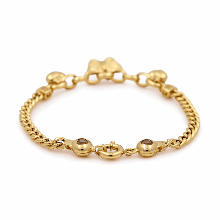 14K Yellow Gold Heart and Butterfly Women's Bracelet - Miral Jewelry