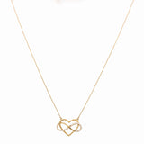 14K Yellow Gold Heart and Infiniti Women's Necklace 18" - Miral Jewelry