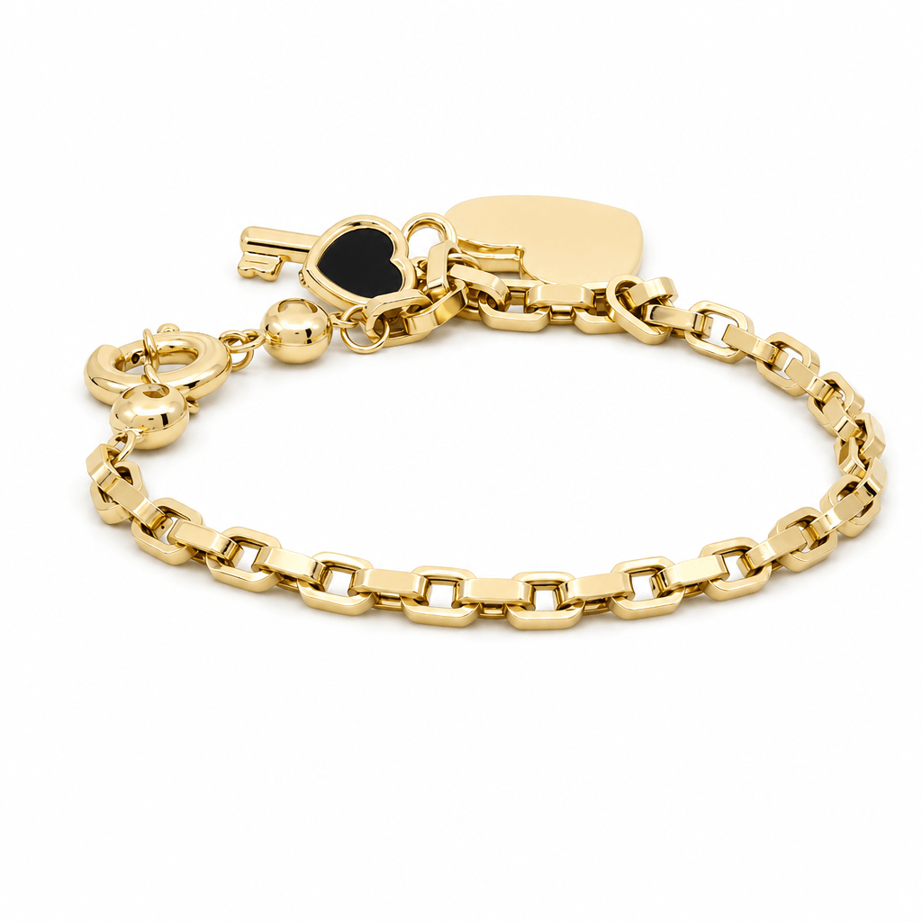 14K Yellow Gold Heart Bracelet – 7.5" - Miral Jewelry