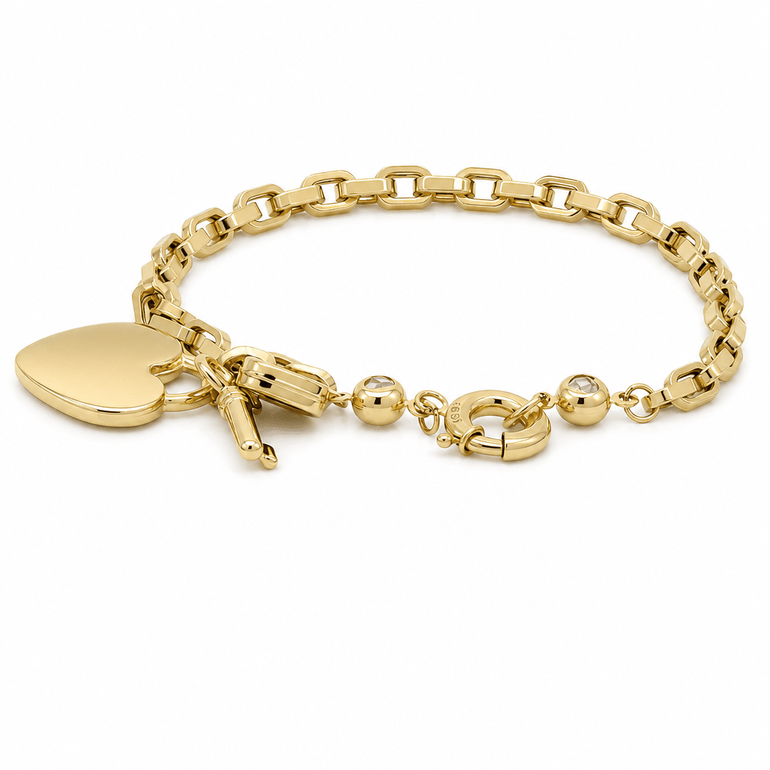 14K Yellow Gold Heart Bracelet 7.5in