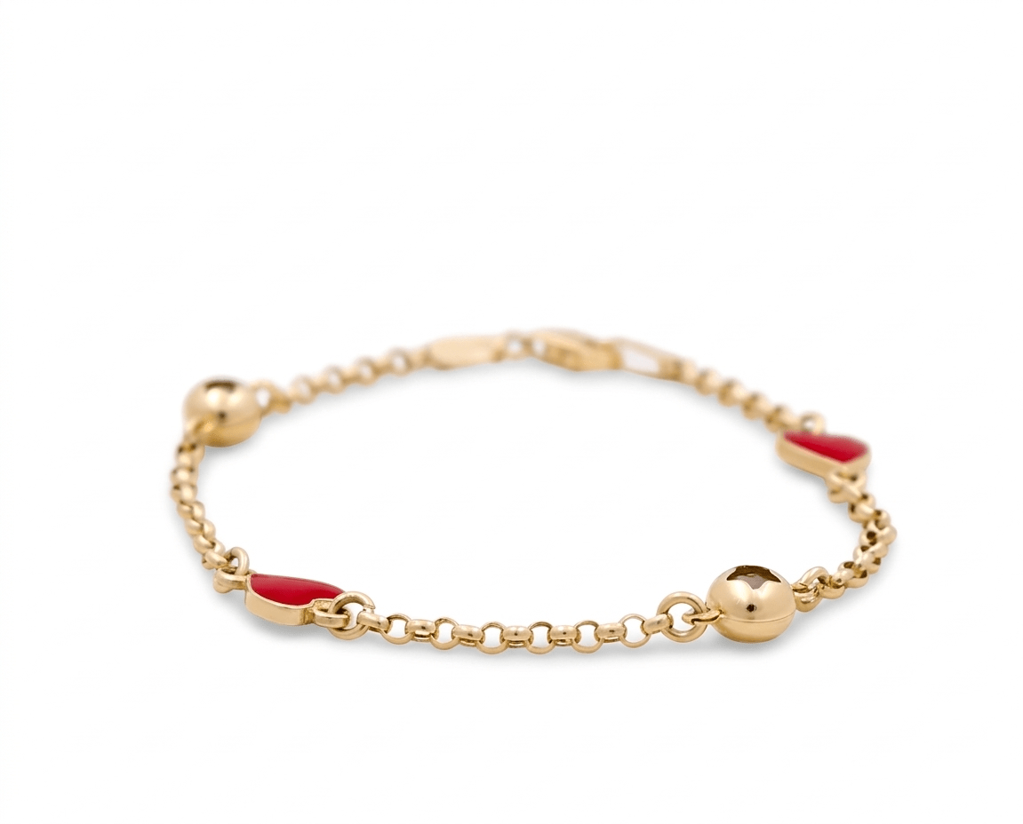 14K Yellow Gold Heart Bracelet Kid - Miral Jewelry